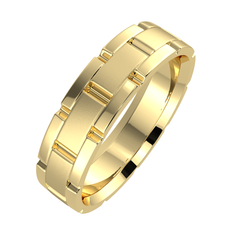18K Yellow Gold Links 6mm His And Hers Wedding Ring