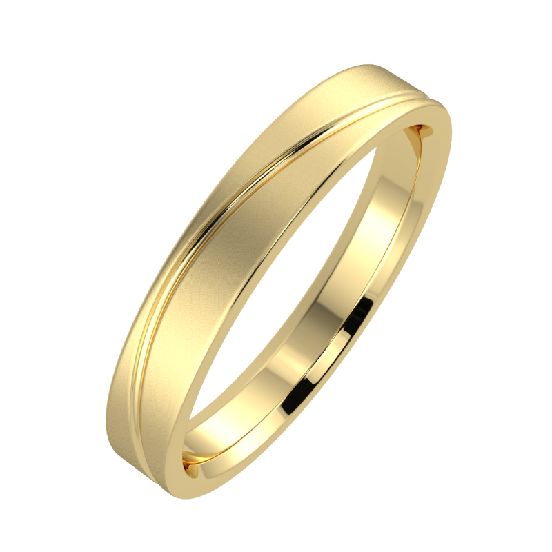 18K Yellow Gold 4mm Diagonal His and Hers Classic Wedding Ring