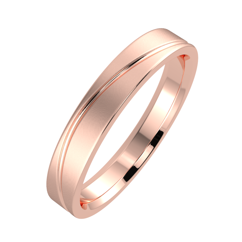 18K Rose Gold 4mm Diagonal His and Hers Classic Wedding Ring