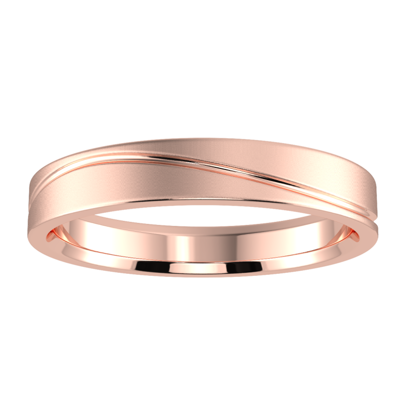 18K Rose Gold 4mm Diagonal His and Hers Classic Wedding Ring