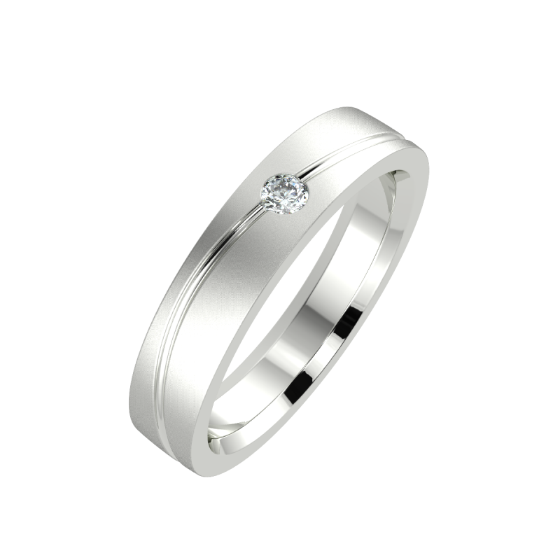 18K White Gold 4mm Diagonal His and Hers Classic Wedding Ring
