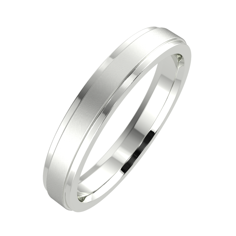 18K White Gold Edge 4mm His and Hers Classic Wedding Ring