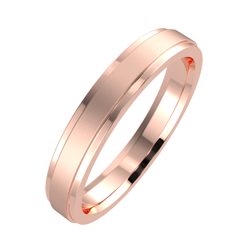 18K Rose Gold Edge 4mm His and Hers Classic Wedding Ring