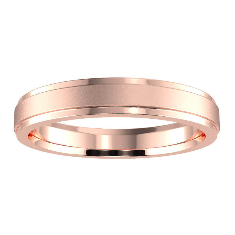 18K Rose Gold Edge 4mm His and Hers Classic Wedding Ring