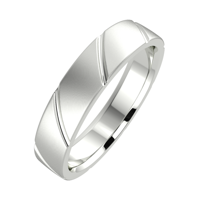 18K White Gold Diagonal 5mm His And Hers Wedding Ring