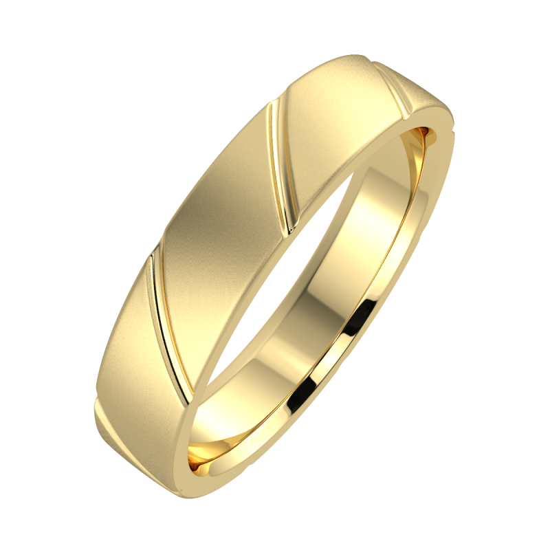 18K Yellow Gold Diagonal 5mm His And Hers Wedding Ring