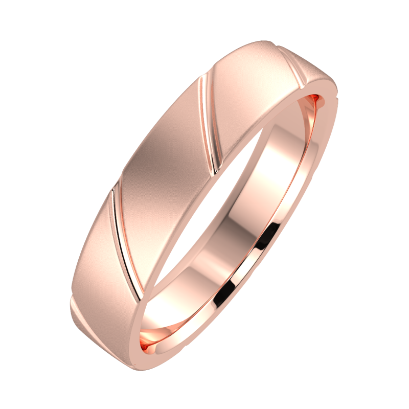 18K Rose Gold Diagonal 5mm His And Hers Wedding Ring