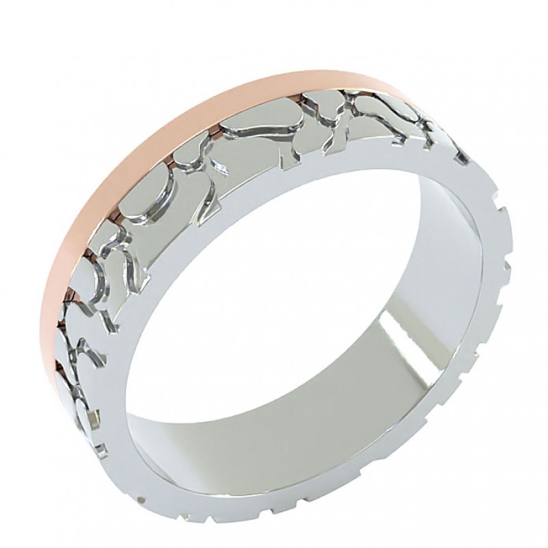 18K White And Rose Gold 5mm Emblem Wedding Ring