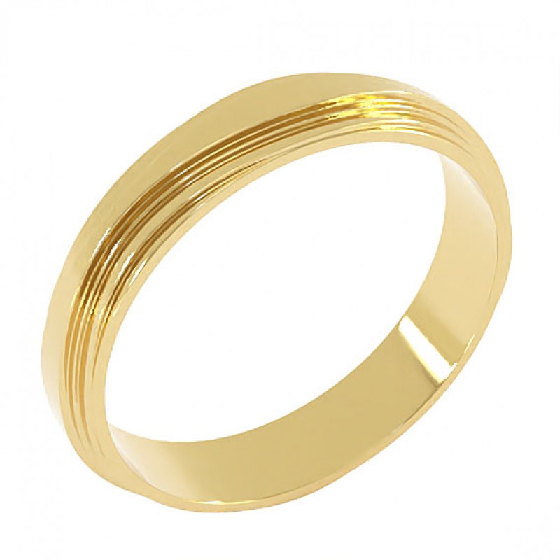 18K Yellow Gold 4.5mm Curves Wedding Ring