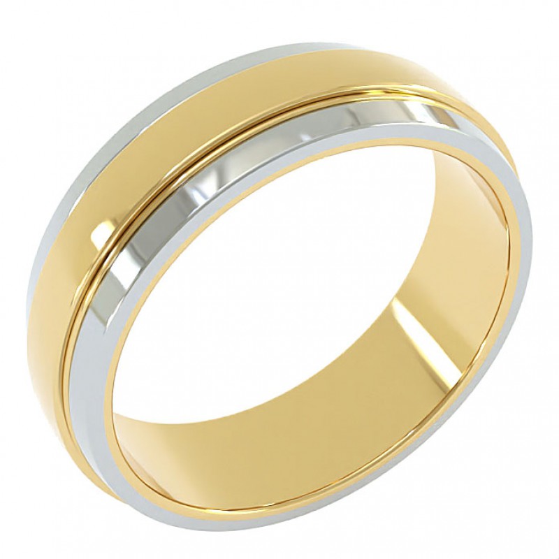 18K White And Yellow Gold 7mm Austin Wedding Ring