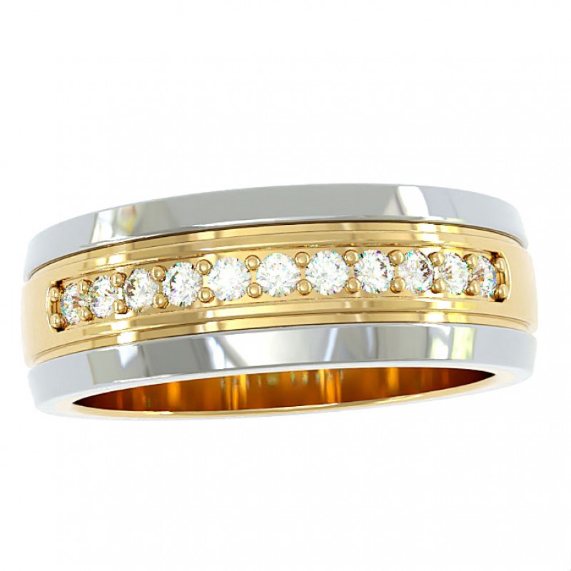 18K White And Yellow Gold 7mm Austin Wedding Ring