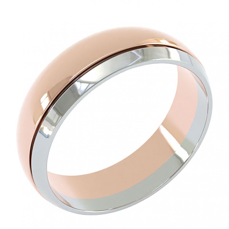18K White And Rose Gold 6.5mm Beveled Wedding Ring