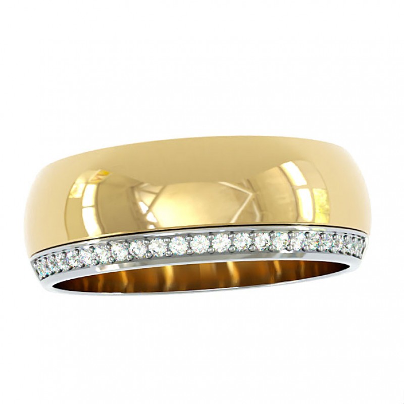 18K White And Yellow Gold 6.5mm Beveled Wedding Ring