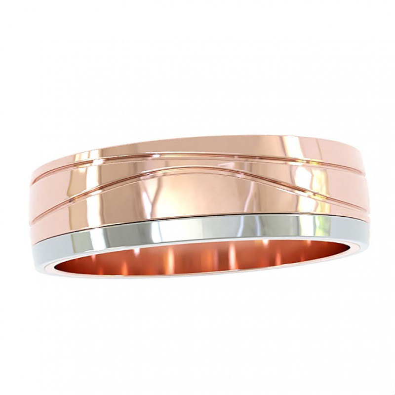 18K White And Rose Gold 6 mm Parallel Wedding Ring