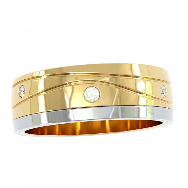 18K White And Yellow Gold 6mm Parallel Wedding Ring