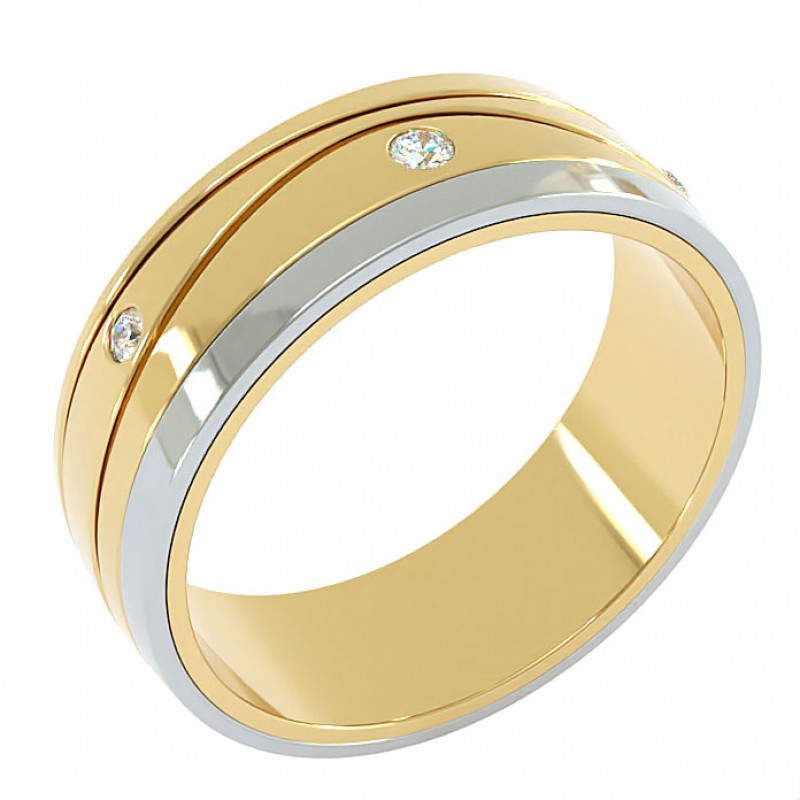 18K White And Yellow Gold 6mm Parallel Wedding Ring