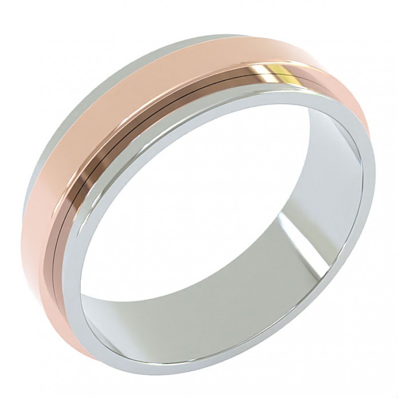 18K White And Rose Gold 6.5mm Edge Wedding Ring