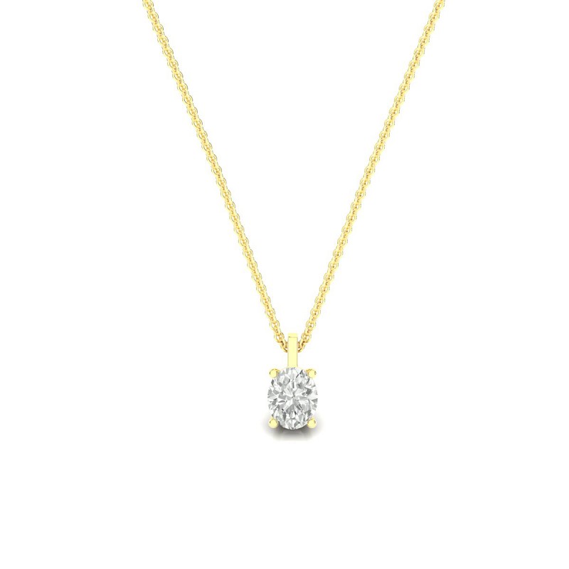 18K Yellow Gold <br> 18K Yellow Gold Oval Solitaire Diamond Pendant