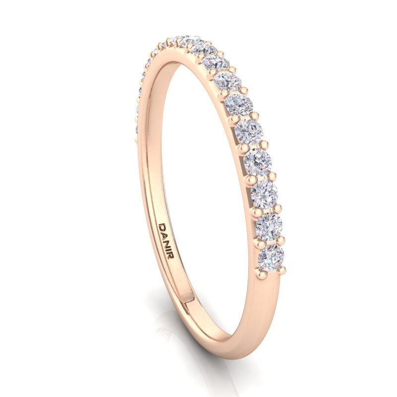 18K Rose Gold Aline Shared Prong Diamond Ring