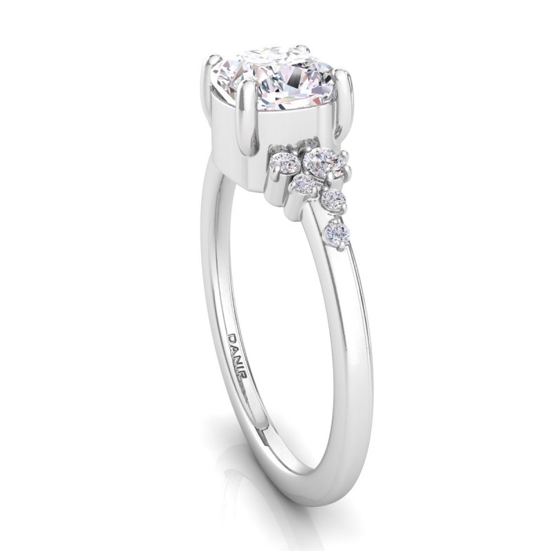 18K White Gold <br> Amelia Bezel Cushion Diamond Engagement Ring White Gold 