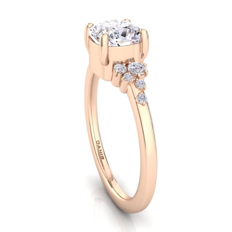 18K ROSE Gold <br> Amelia Bezel Cushion Diamond Engagement Ring Rose Gold 