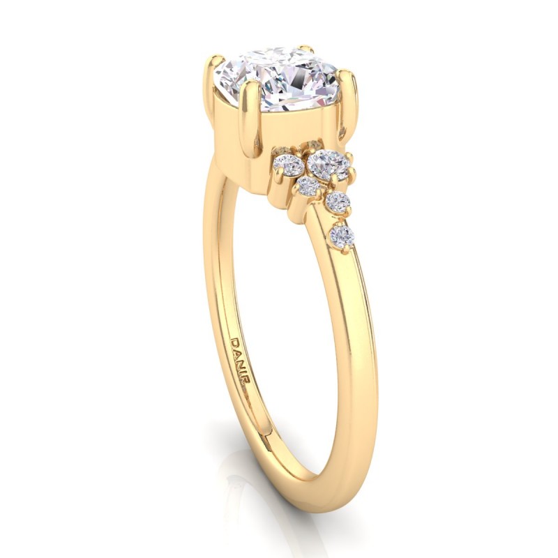 Amelia Bezel Cushion Diamond Engagement Ring Yellow Gold 