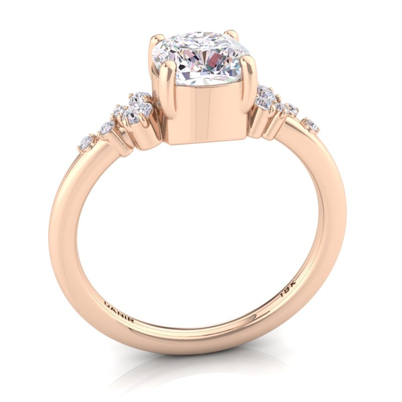 Amelia Bezel Cushion Diamond Engagement Ring Rose Gold 