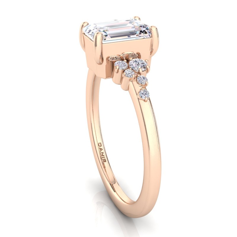 Amelia Bezel Emerald Diamond Engagement Ring Rose Gold 
