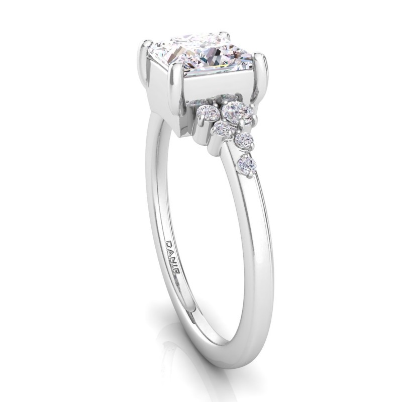 18K White Gold <br> Amelia Bezel Princess Diamond Engagement Ring White Gold 