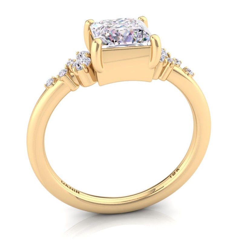 Amelia Bezel Princess Diamond Engagement Ring Yellow Gold 