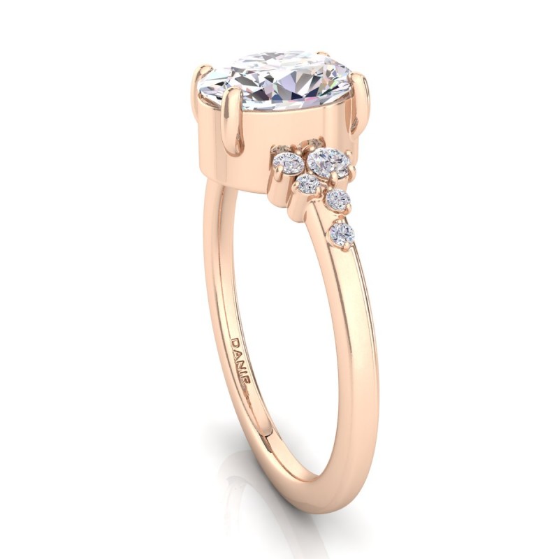 Amelia Bezel Oval Diamond Engagement Ring Rose Gold 