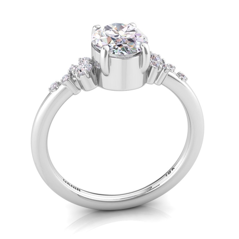 18K White Gold <br> Amelia Bezel Oval Diamond Engagement Ring White Gold 