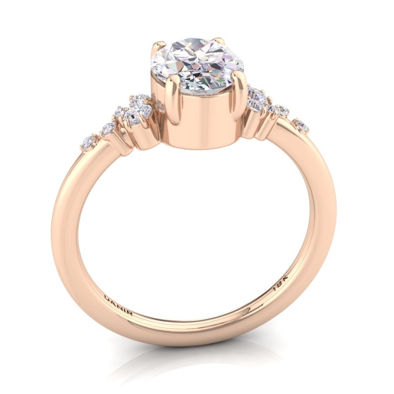 18K ROSE Gold <br> Amelia Bezel Oval Diamond Engagement Ring Rose Gold 