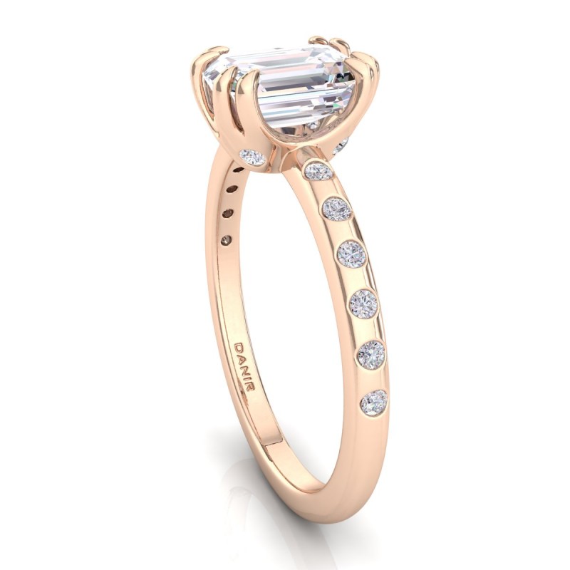 18K ROSE Gold <br> Anais Emerald Diamond Engagement Ring Rose Gold 