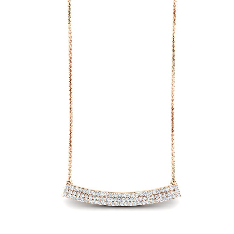 18K Pavé Bar Diamond Rose Gold Necklace