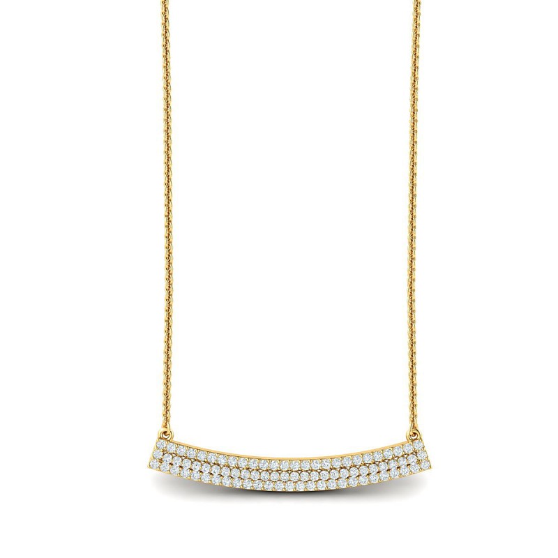 18K Pavé Bar Diamond Yellow Gold Necklace