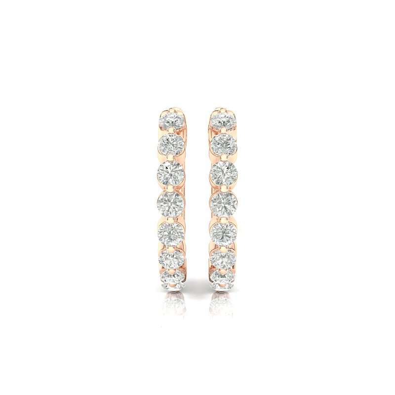 18K Rose Barelle Hoop Diamond Earrings 