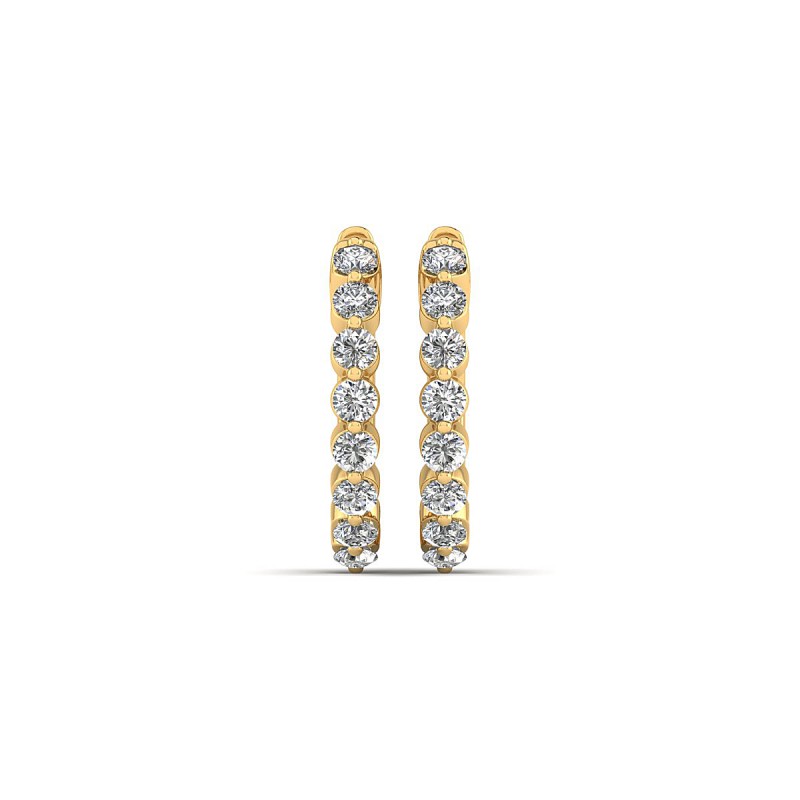 18K Yellow Barelle Hoop Diamond Earrings 