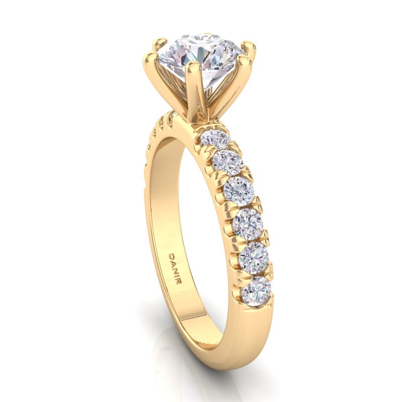 18K Yellow Gold <br> Beatrice Luxe Six-Prong Diamond Engagement Ring Yellow Gold 