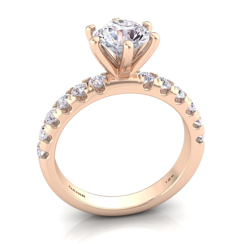 18K ROSE Gold <br> Beatrice Luxe Six-Prong Diamond Engagement Ring Rose Gold 