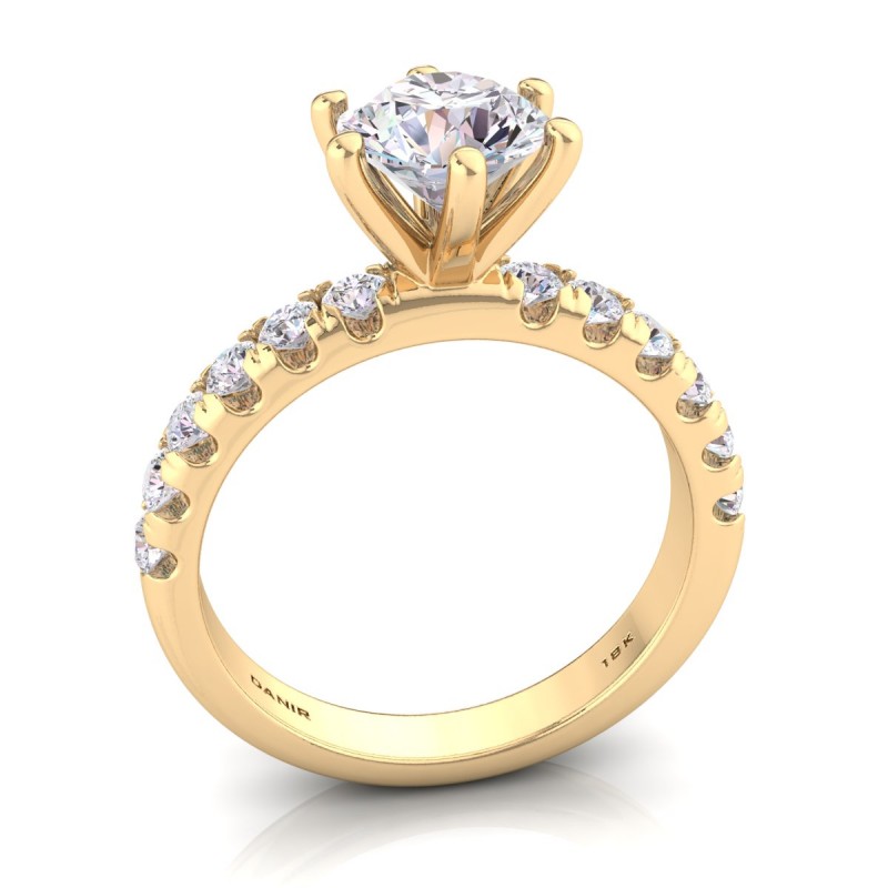 Beatrice Luxe Six-Prong Diamond Engagement Ring Yellow Gold 