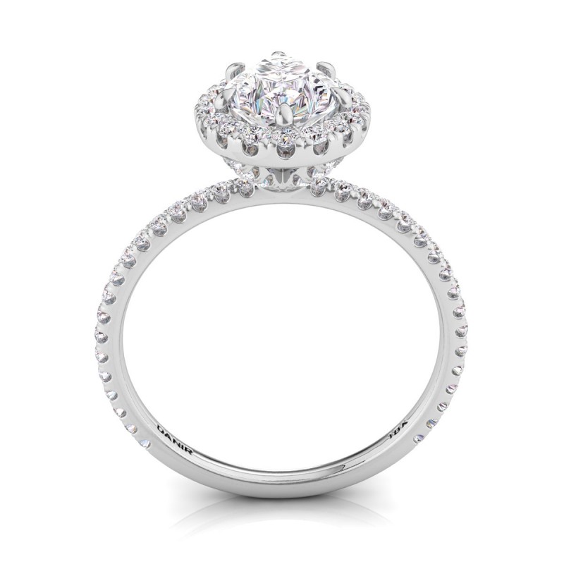 18K White Gold <br> Beverly Diamond Engagement Ring Pear White Gold