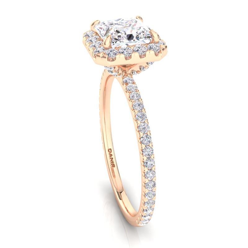 18K ROSE Gold <br> Beverly Diamond Engagement Ring Princess Rose Gold