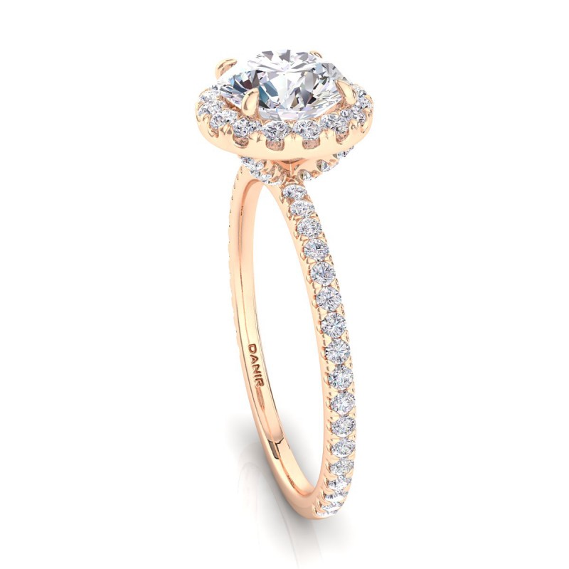 18K ROSE Gold <br> Beverly Diamond Engagement Ring Round Rose Gold