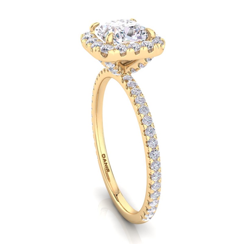 18K Yellow Gold <br> Beverly Diamond Engagement Ring Cushion Yellow Gold