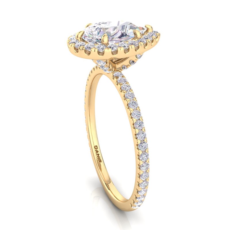 18K Yellow Gold <br> Beverly Diamond Engagement Ring Pear Yellow Gold