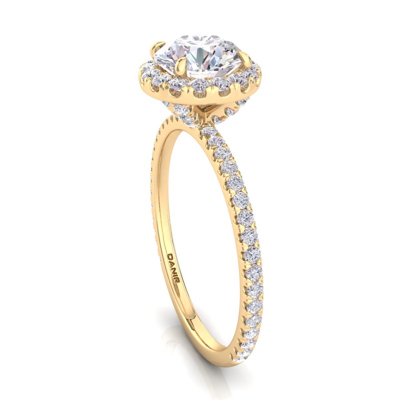 18K Yellow Gold <br> Beverly Diamond Engagement Ring Round Yellow Gold