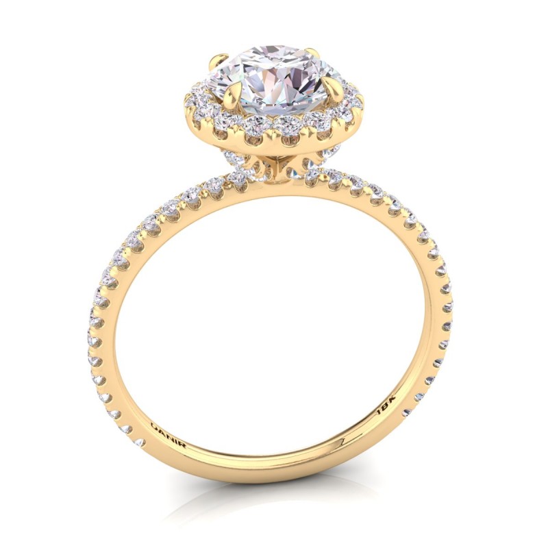 18K Yellow Gold <br> Beverly Diamond Engagement Ring Round Yellow Gold