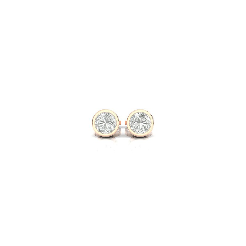 18K Rose Gold Bezel Diamond Earrings