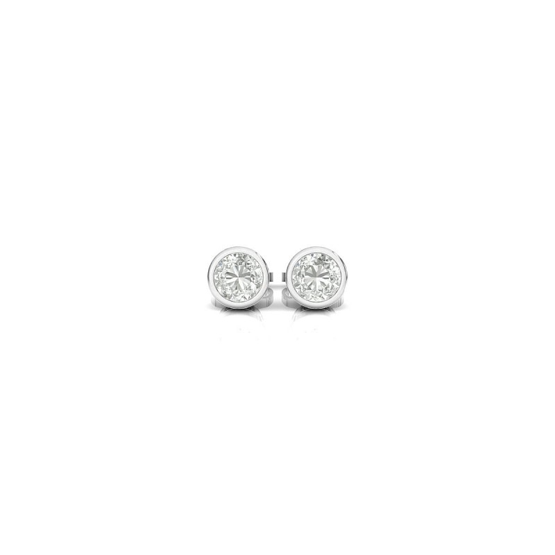18K White Gold Bezel Diamond Earrings